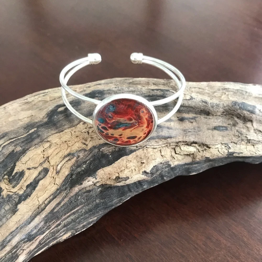 Handmade  one of a kind silver/‎ Pebeo bracelet